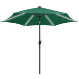 Vidaxl parasol met led-verlichting en aluminium paal 300 cm groen