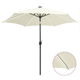 Parasol Vidaxl con iluminación LED y poste de aluminio de 300 cm blanco arenoso