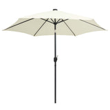 Parasol vidaxl avec éclairage LED et poteau en aluminium 300 cm sableux blanc