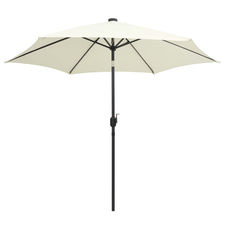 Parasol vidaxl avec éclairage LED et poteau en aluminium 300 cm sableux blanc