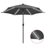 Vidaxl parasol avec éclairage LED et poteau en aluminium 300 cm anthracite