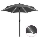 Parasol Vidaxl con iluminación LED y polo de aluminio de 300 cm de antracita