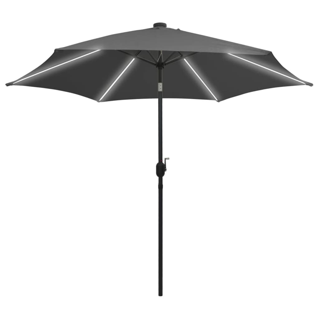 Vidaxl -parasol med LED -belysning og aluminiumstang 300 cm anthracit