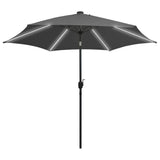 Vidaxl -parasol med LED -belysning og aluminiumstang 300 cm anthracit