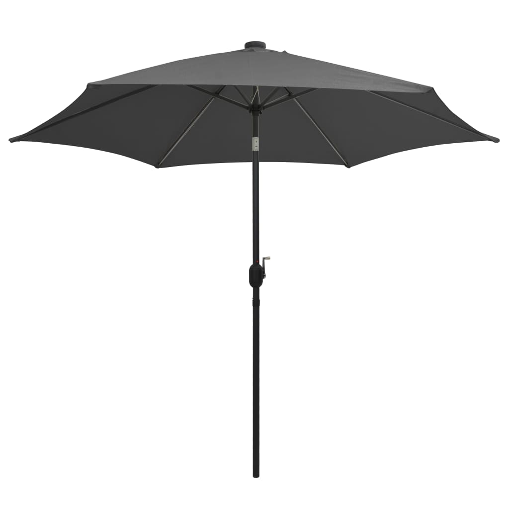Vidaxl parasol avec éclairage LED et poteau en aluminium 300 cm anthracite