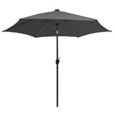 Vidaxl parasol avec éclairage LED et poteau en aluminium 300 cm anthracite