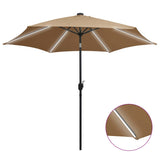 Vidaxl Parasol con illuminazione a LED e polo in alluminio 300 cm taupe