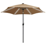 Parasol Vidaxl con iluminación LED y polo de aluminio 300 cm Taupe