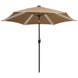 Parasol vidaxl avec éclairage LED et poteau en aluminium 300 cm taupe