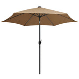 Parasol vidaxl avec éclairage LED et poteau en aluminium 300 cm taupe