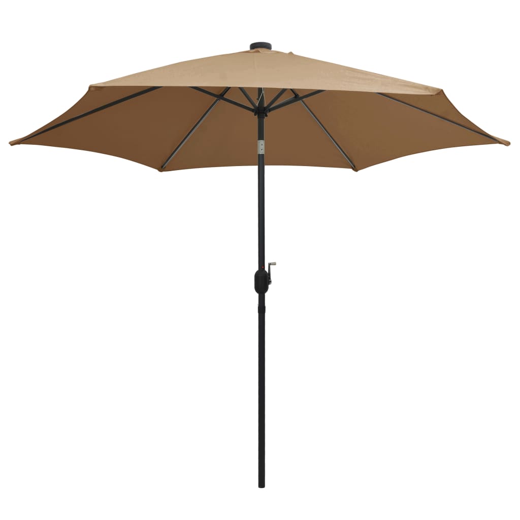 Vidaxl Parasol con illuminazione a LED e polo in alluminio 300 cm taupe