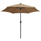 Parasol Vidaxl con iluminación LED y polo de aluminio 300 cm Taupe