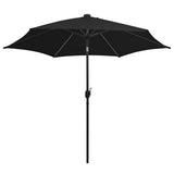 Parasol vidaxl avec éclairage LED et poteau en aluminium 300 cm noir