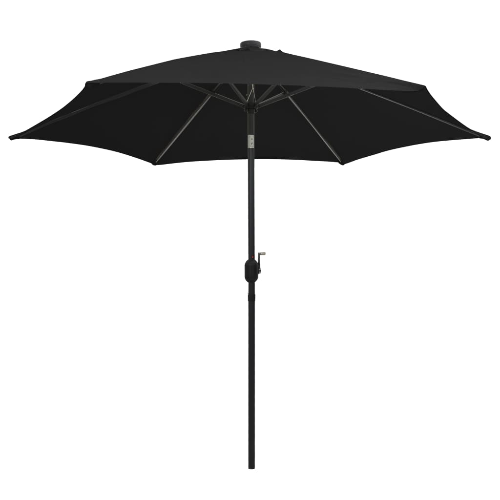 Vidaxl -Parasol mit LED -Beleuchtung und Aluminiumpol 300 cm Schwarz