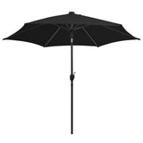 Vidaxl -parasol med LED -belysning og aluminiumstang 300 cm sort