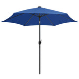 Vidaxl -Parasol mit LED -Beleuchtung und Aluminiumpol 300 cm Azurblau