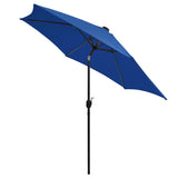 Vidaxl -Parasol mit LED -Beleuchtung und Aluminiumpol 300 cm Azurblau