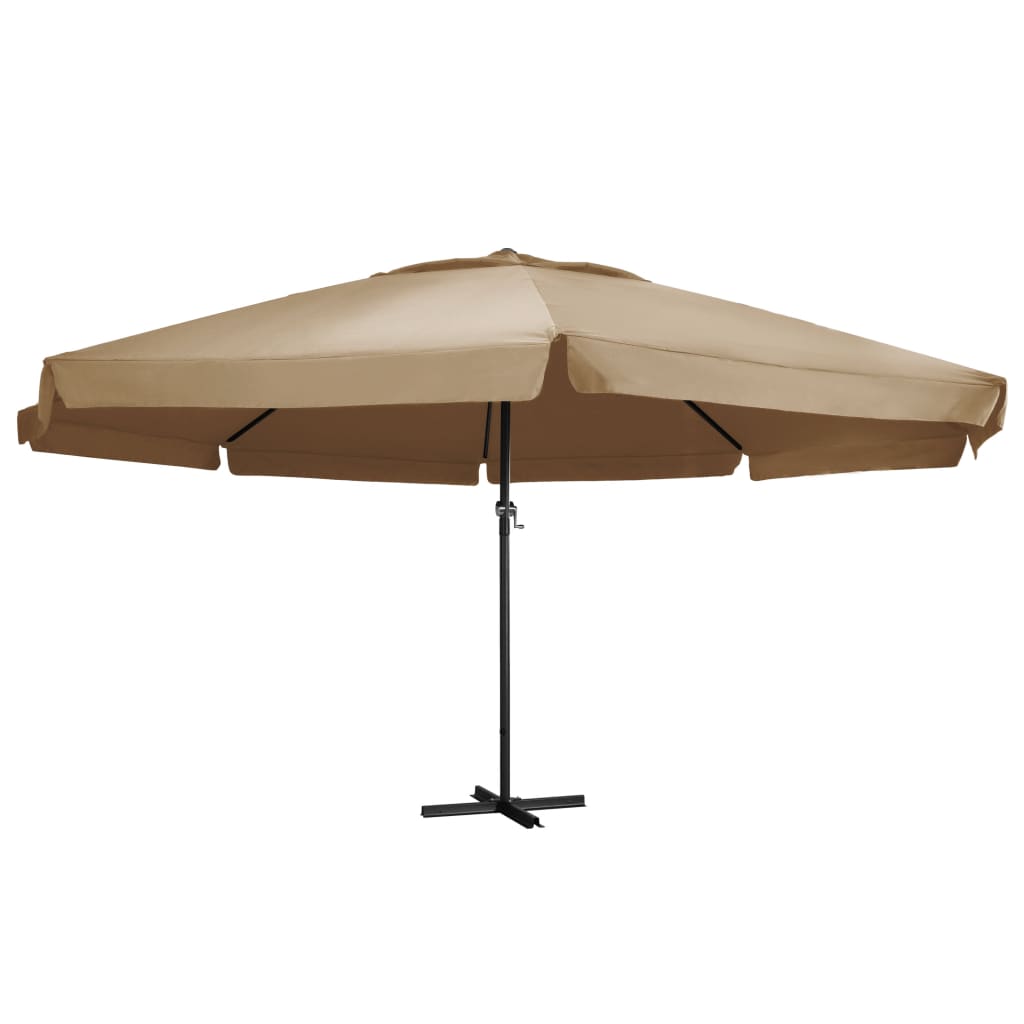 Vidaxl Parasol con polo in alluminio 600 cm taupe