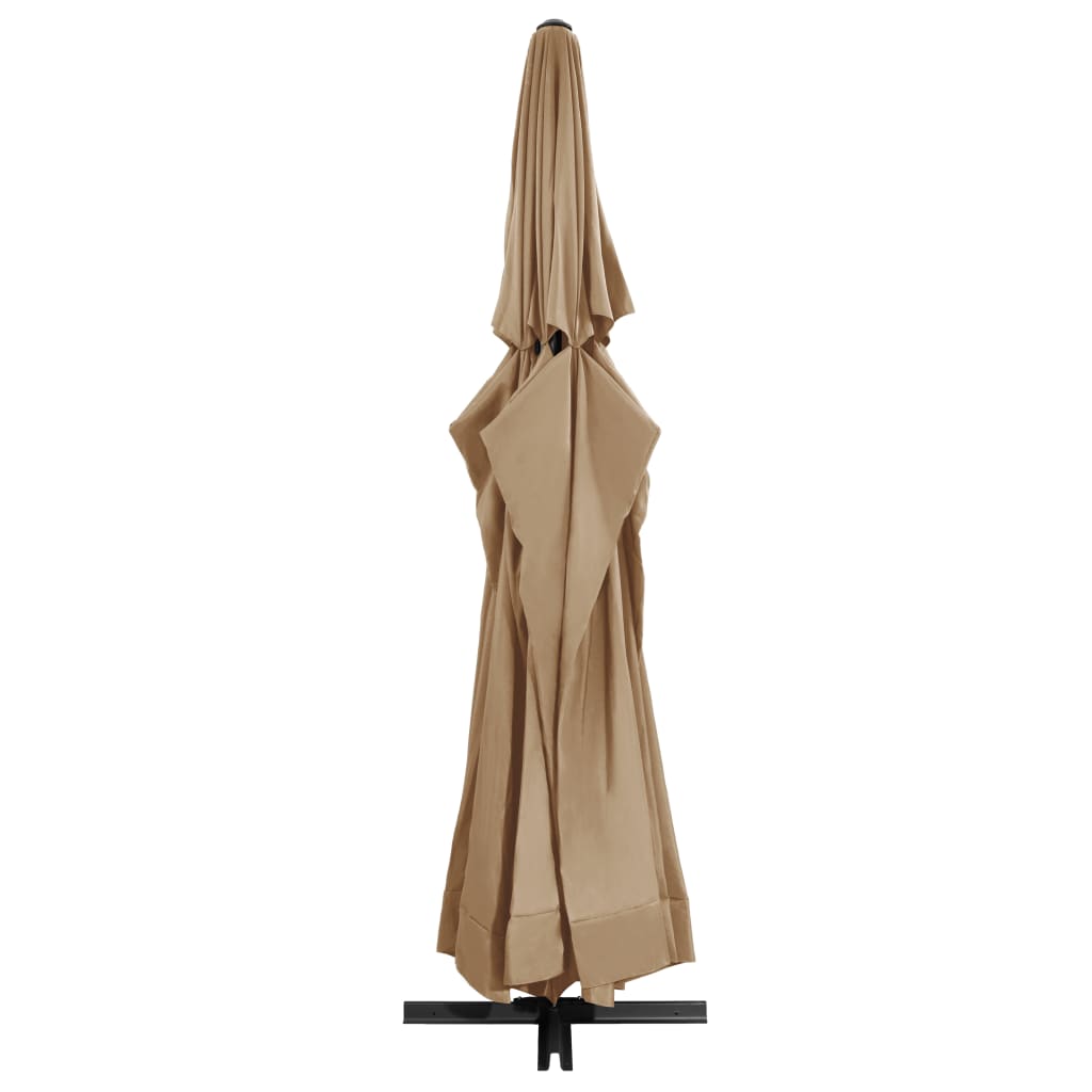 Vidaxl Parasol con polo in alluminio 600 cm taupe