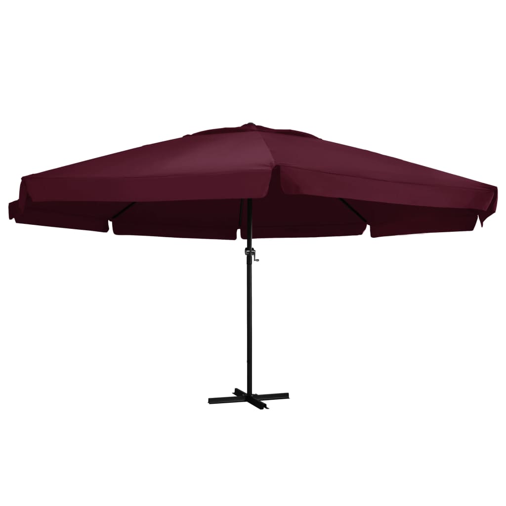 Parasol vidaxl avec poteau en aluminium 600 cm Bordeaux rouge