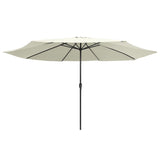 Vidaxl parasol s kovovým pólem 390 cm písek bílý