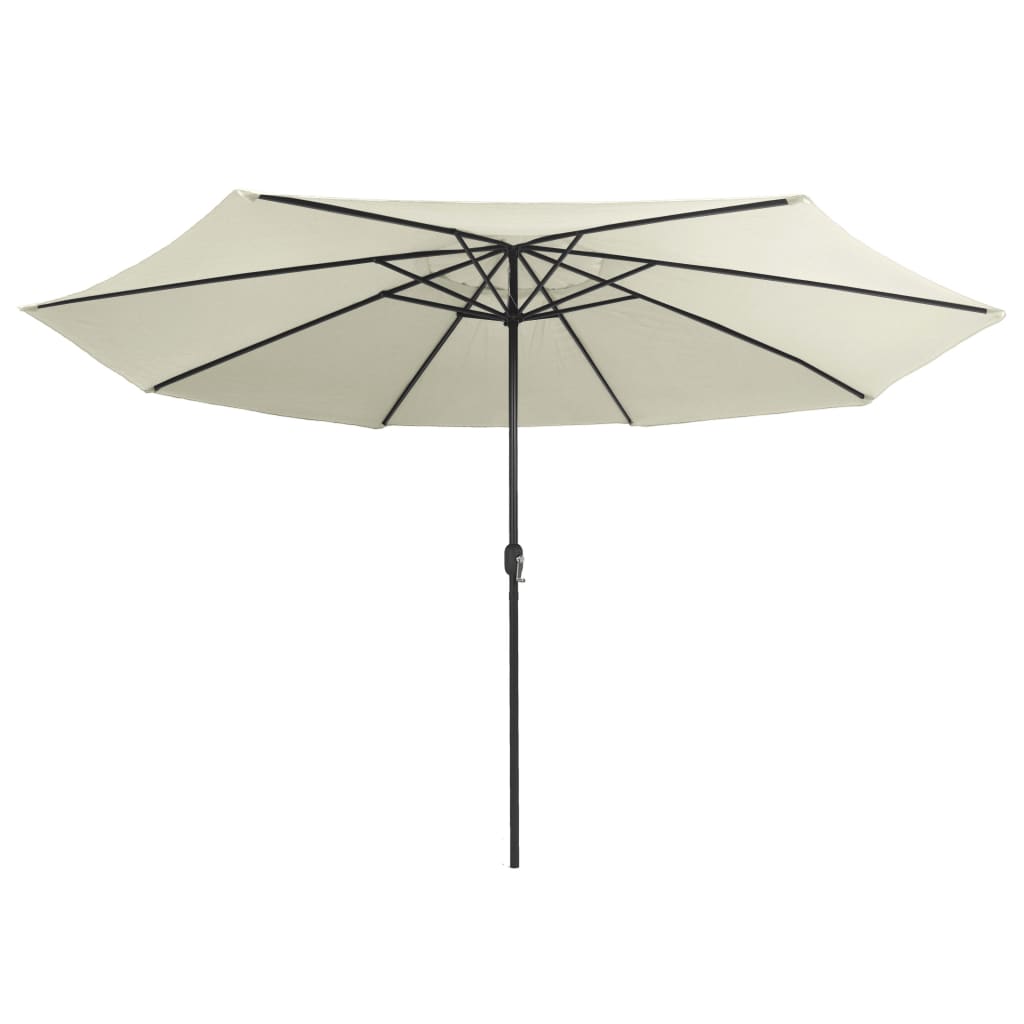 Vidaxl Parasol z metalowym biegunem 390 cm piaskowym białym