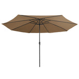 Vidaxl parasol z metalowym biegunem 390 cm taupe