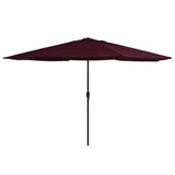 Vidaxl -parasol med metalstang 390 cm Bordeaux rød