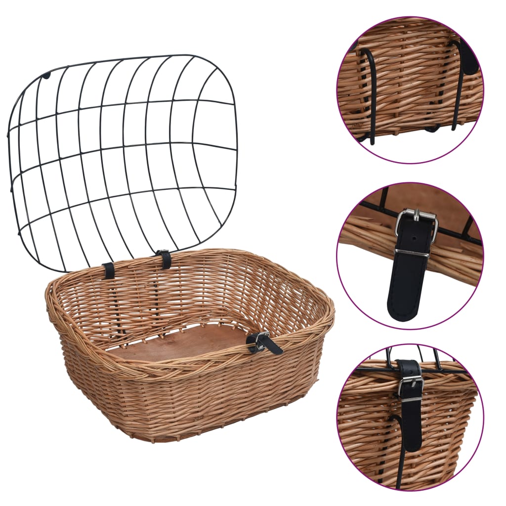 Vidaxl Bicycle Gars panier avec couvercle 50x45x35 cm saules naturels