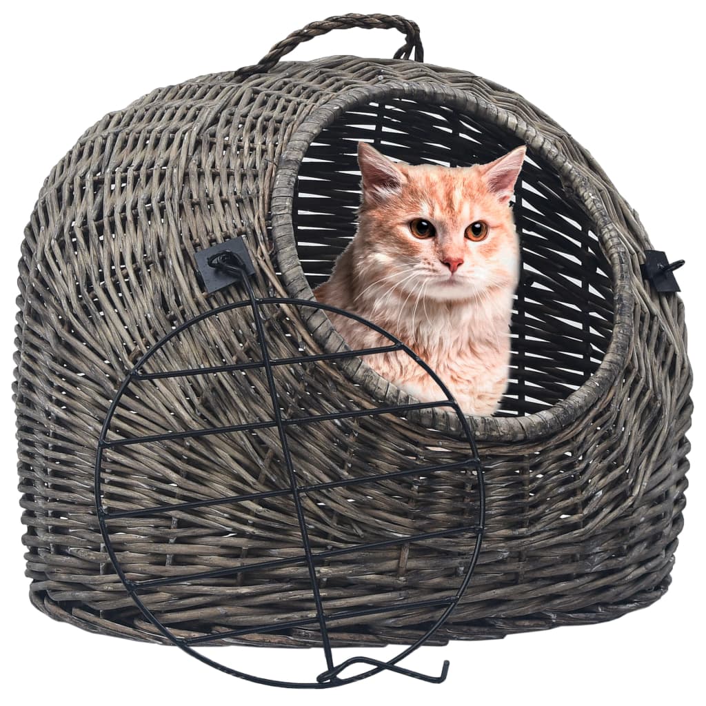 Vidaxl Cat Carrier 45x35x35 cm Natural Willow Wood Gray