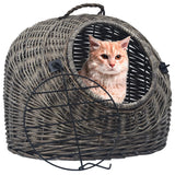 Vidaxl Cat Carrier 45x35x35 cm Natural Willow Wood Gray