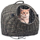 Vidaxl Cat Carrier 50x42x40 cm en bois de saule naturel gris