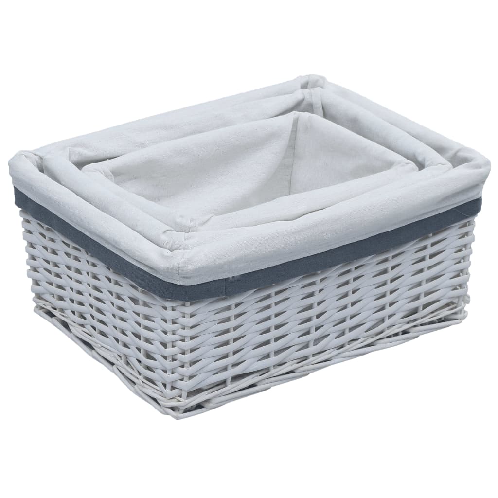 Vidaxl 3-part basket set Stackable willow white