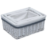 Vidaxl 3-part basket set Stackable willow white