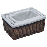 Vidaxl 3-part basket set stackable willows brown