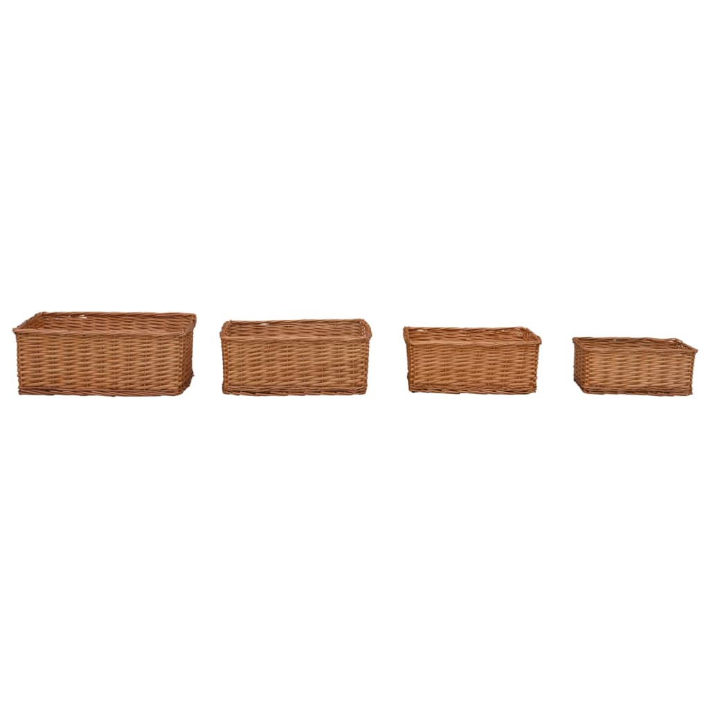 Vidaxl 4-piece basket set stackable willows brown