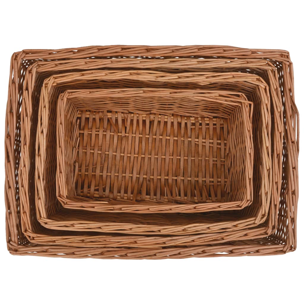 Vidaxl 4 pièces de panier ensemble de saules empilables marron