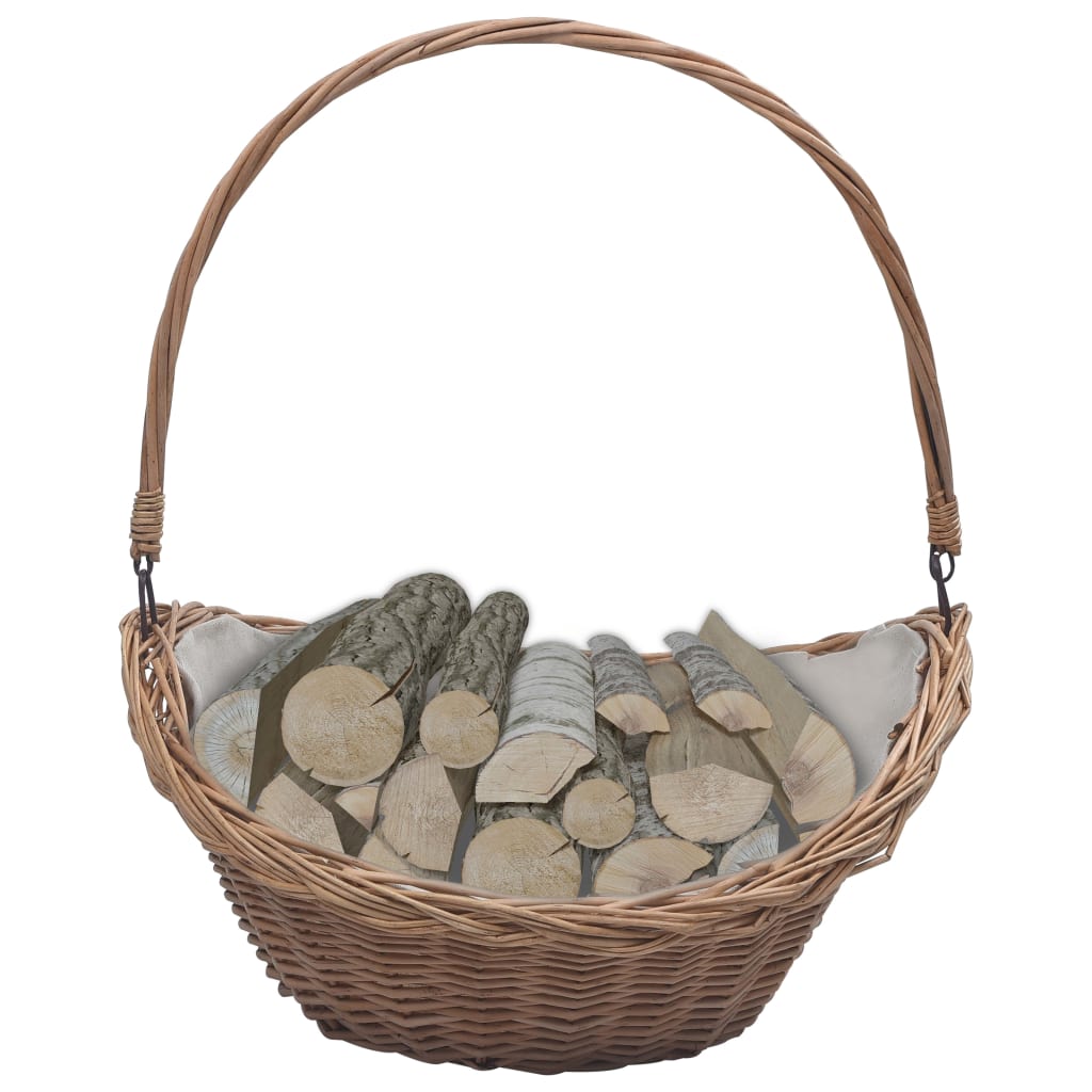 VidaXL Wood basket with handle 57x46.5x52 cm willow wood brown