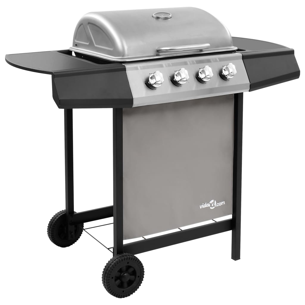 Vidaxl Gas Barbecue con 4 bruciatori di colore nero e argento