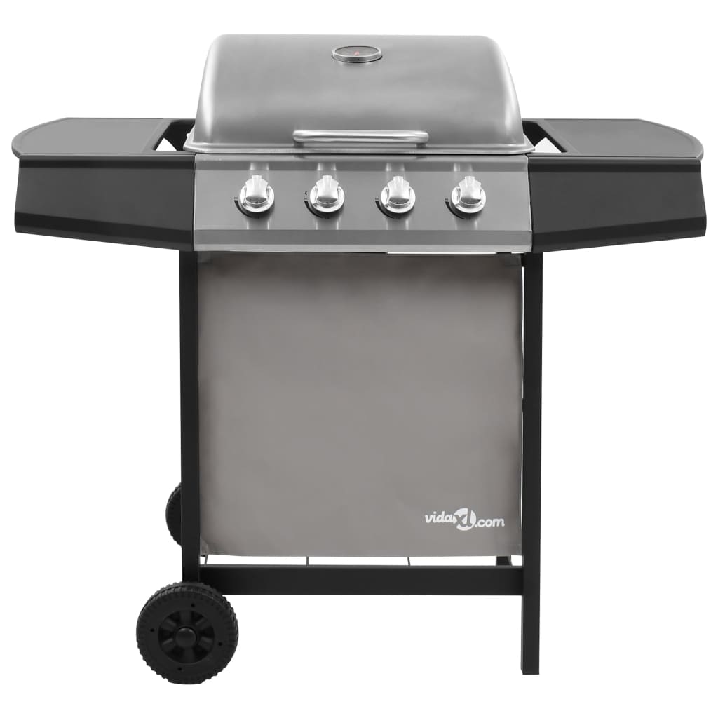 Vidaxl Gas Barbecue con 4 bruciatori di colore nero e argento