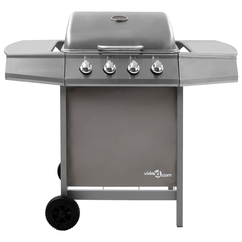 Vidaxl Gas Barbecue con 4 bruciatori argento colorato