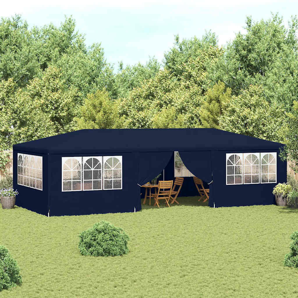 Tente de fête vidaxl avec murs latéraux professionnels 90 g m² 4x9 m bleu