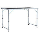 Table de camping Vidaxl pliable 120x60 cm Gray en aluminium