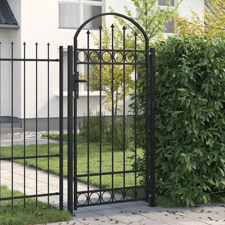 Port vidaxl avec haut courbe et 2 poteaux 105x204 cm noir