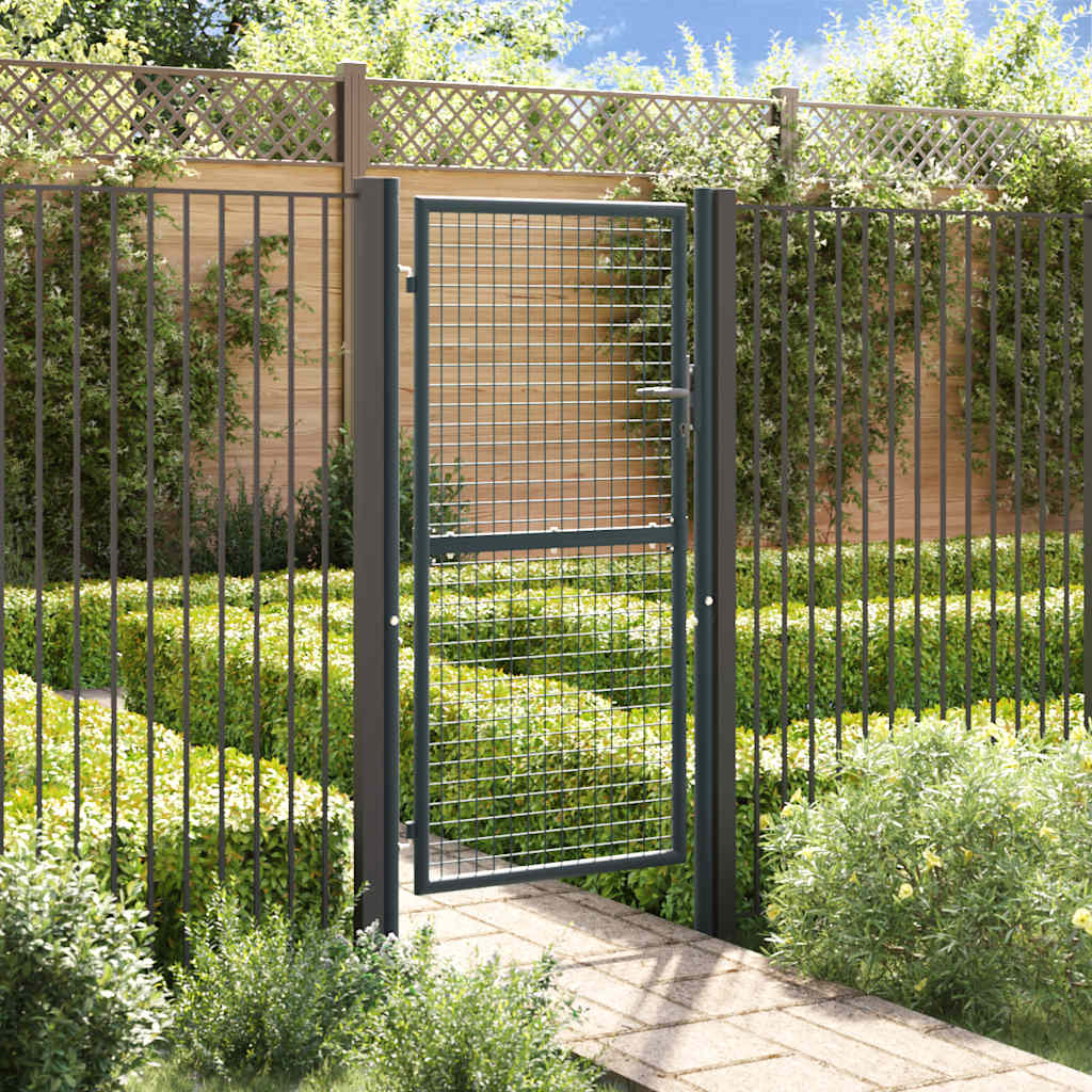 Vidaxl gaaspoort 100x255 cm gris en acier galvanisé