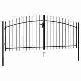 Port vidaxl avec top pointu double 3x1,25 m en acier noir
