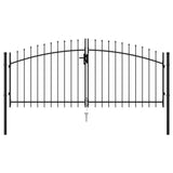 Vidaxl port with pointed top double 3x1.25 m steel black