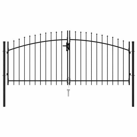 Port vidaxl avec top pointu double 3x1,25 m en acier noir
