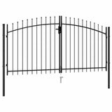 Port vidaxl avec top pointu double 3x1,5 m en acier noir