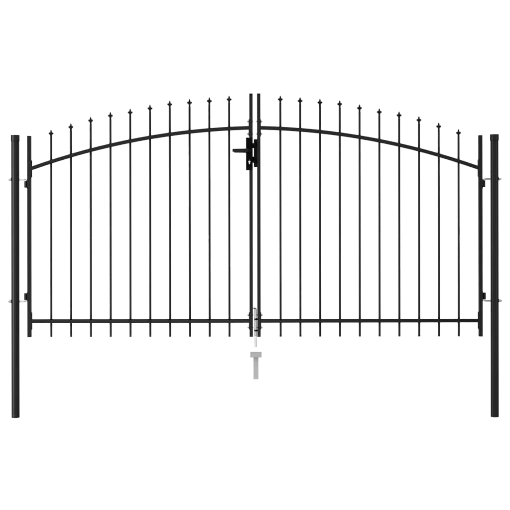 Vidaxl port with pointed top double 3x1.5 m steel black